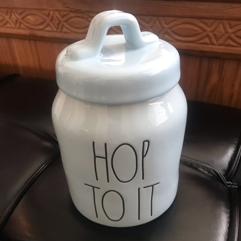 Rae Dunn “Hop to It” Baby Blue Canister NWT